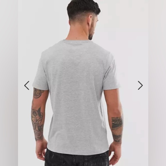 River Island Men's Grey Embroidered Print Slim Fit Short Sleeve T-Shirt - Picture 2 of 4